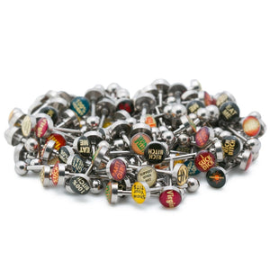 14g 5/8" Mixed Logo Flat Top Tongue Ring Jewelry Pictures & Words — Price Per 10 - Painful Pleasures