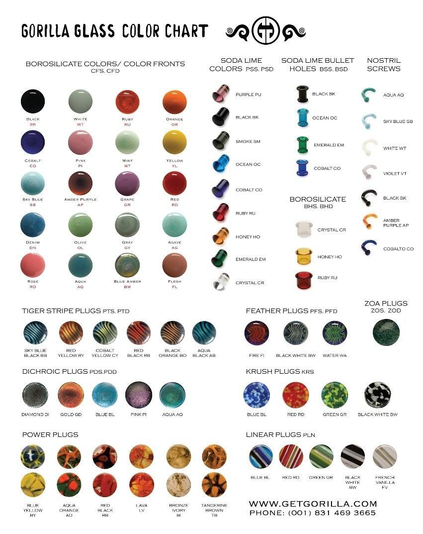 Gorilla Glass Color Chart