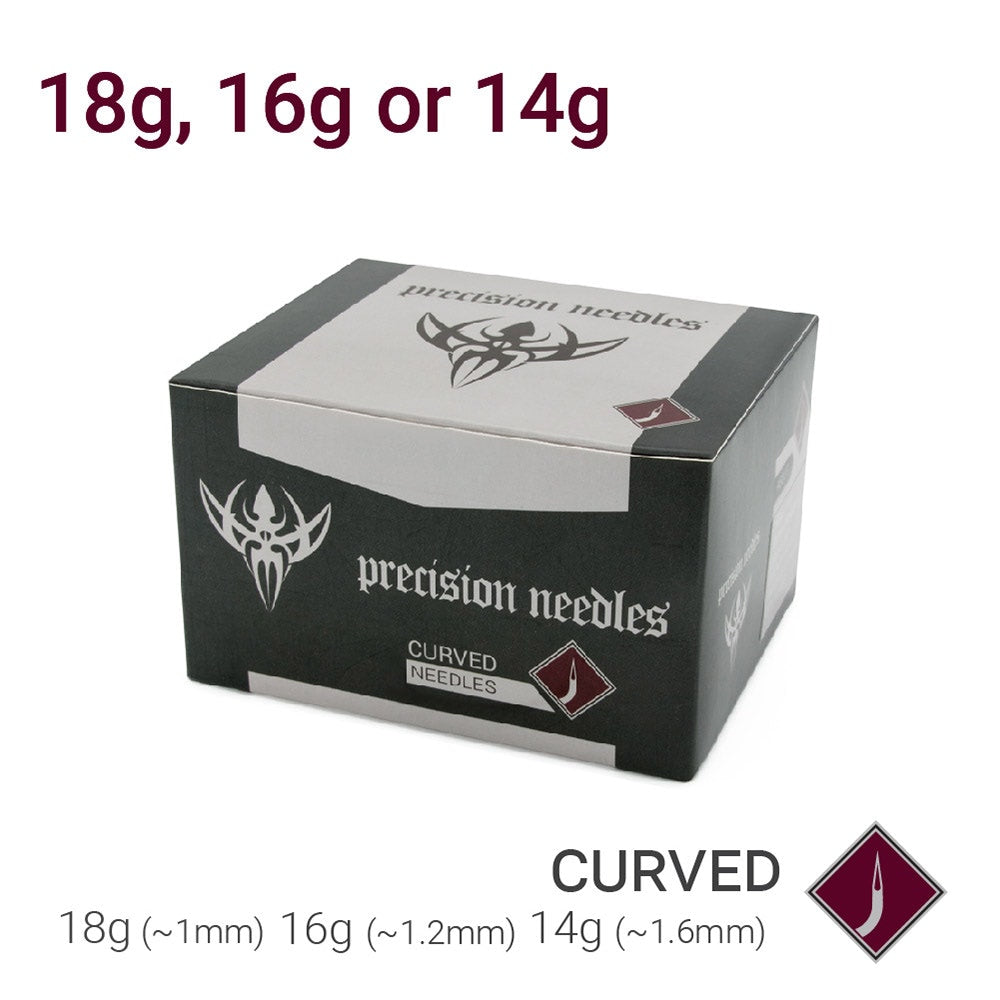 Precision Curved Piercing Needles — Box of 50 PainfulPleasures