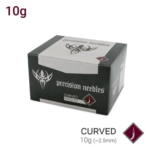 10g Precision Sterilized Curved Piercing Needles — Box of 50