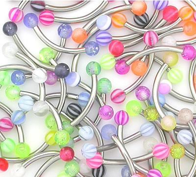 16g 5/16" Eyebrow Bent Barbells with Acrylic Balls - Price Per 10