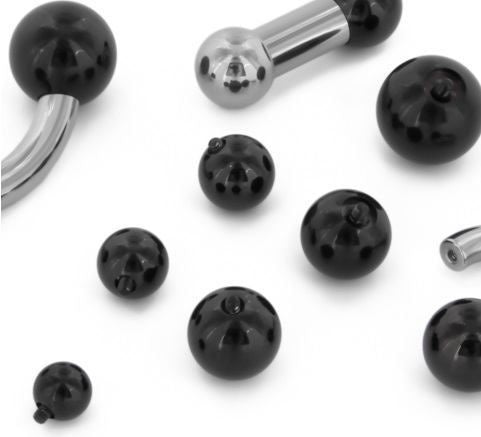 Tilum 14g-12g Internally Threaded PVD Black Titanium Ball - Price Per 1