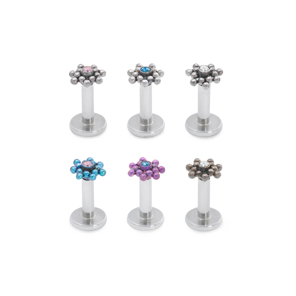 Tilum 14g-12g Internally Threaded Micron Bead Cluster Titanium Jewel Top - Price Per 1