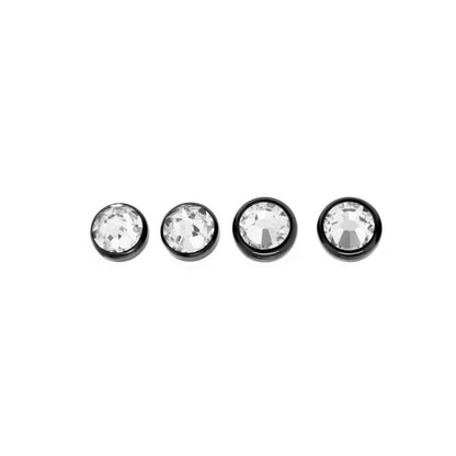 Tilum 14g-12g Internally Threaded Swarovski Jewel PVD Black Titanium Flat Top - Price Per 1 - Painful Pleasures