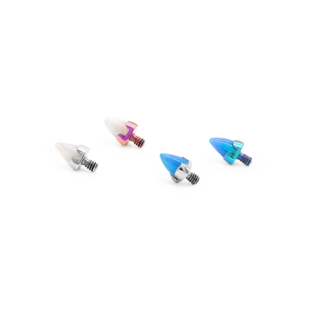 Tilum 14g-12g Internally Threaded Titanium Opal Cone Top - Price Per 1