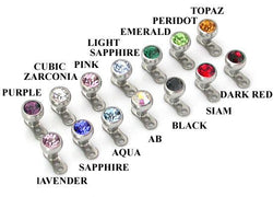 14g - 12g Internally Threaded Jewel Prong-Set Swarovski Jewel Top - Price Per 1