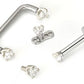 Prong-Set Crystal (CZ) Stone End for 14g Internally-Threaded Labret Studs