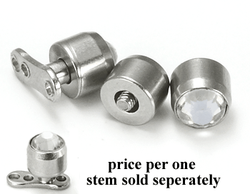 14g-12g Internally Threaded 3.4mm Crystal Jewel Beveled Top with Base