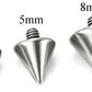 6mm or 8mm Counter-Sunk Steel Spikes for 6g Internally-Threaded Body Jewelry With 2mm Internal Threading