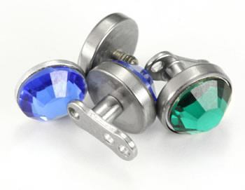 Magnetic Gem Top & Base in a Dermal Anchor