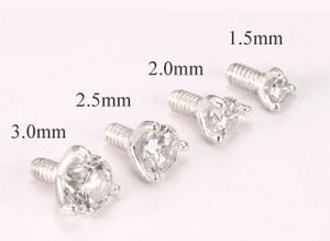 14g - 12g Internally Threaded Sterling Silver Prong-Set Jewel Top - Price Per 1 - Painful Pleasures