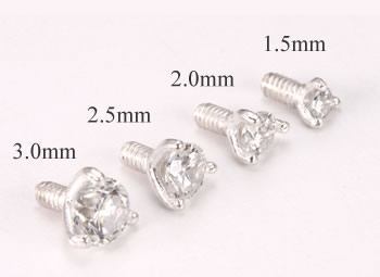 14g - 12g Internally Threaded Sterling Silver Prong-Set Jewel Top - Price Per 1 - Painful Pleasures