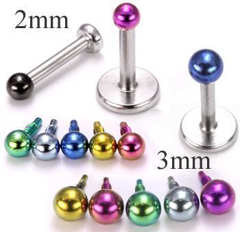 3mm or 4mm Titanium Anodized Steel Balls in 7 Colors for 18g or 16g Internally-Threaded Body Jewelry