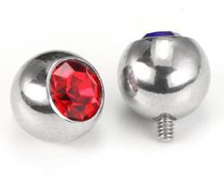 16g Internal 0.8mm Threading Steel Swarovski Jeweled Ball Top - Price Per 1