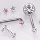 4mm Flat Steel Star Top With Gem for 12g or 14g Internally-Threaded Body Jewelry