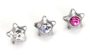 14g - 12g Internally Threaded 4mm Steel Star Top with Gem - Price Per 1 - Painful Pleasures