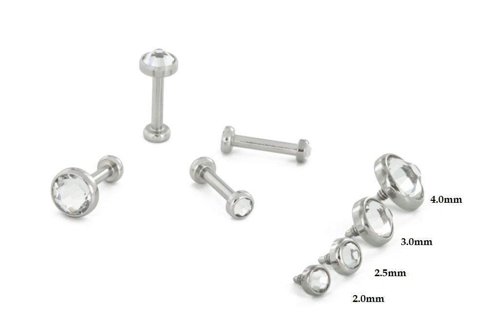 2.5mm Swarovski Crystal Tops for 18g or 16g Internally-Threaded Body Jewelry
