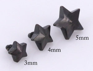 14g - 12g Internally Threaded Black PVD-Coated Star Top - Price Per 1 - Painful Pleasures