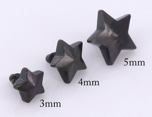 14g - 12g Internally Threaded Black PVD-Coated Star Top - Price Per 1