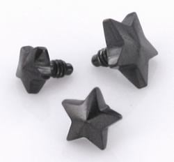 4mm or 5mm Black PVD-Coated Steel Star Tops for 12g or 14g Internally-Threaded Body Jewelry
