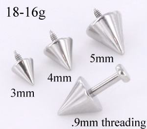 18g - 16g Internally Threaded Steel Spike Top - Price Per 1