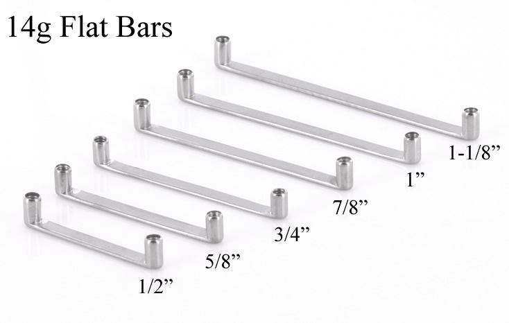 14g Titanium Surface Barbells With 90-Degree Posts That Each Have a 2.5mm Rise