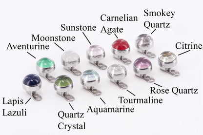 14g - 12g Internally Threaded Real Stone Top - Price Per 1 - Painful Pleasures