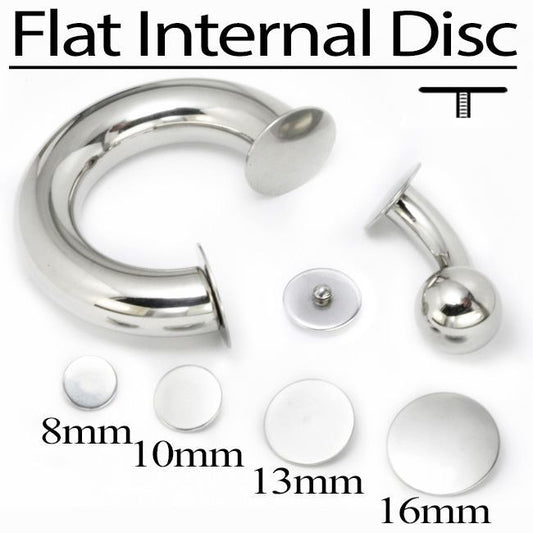 10g - 00g Internally Threaded Flat Steel Disc End - Price Per 1