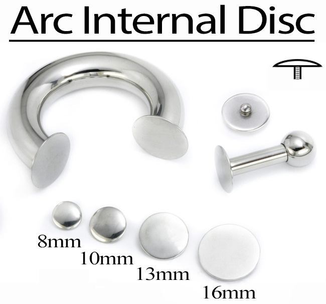 10g - 00g Internally Threaded Arced Steel Disc End - Price Per 1