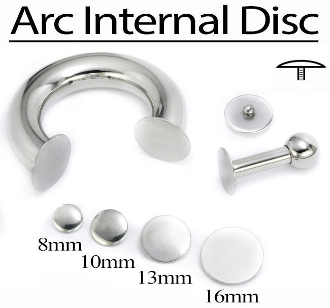 10g - 00g Internally Threaded Arced Steel Disc End - Price Per 1 - Painful Pleasures