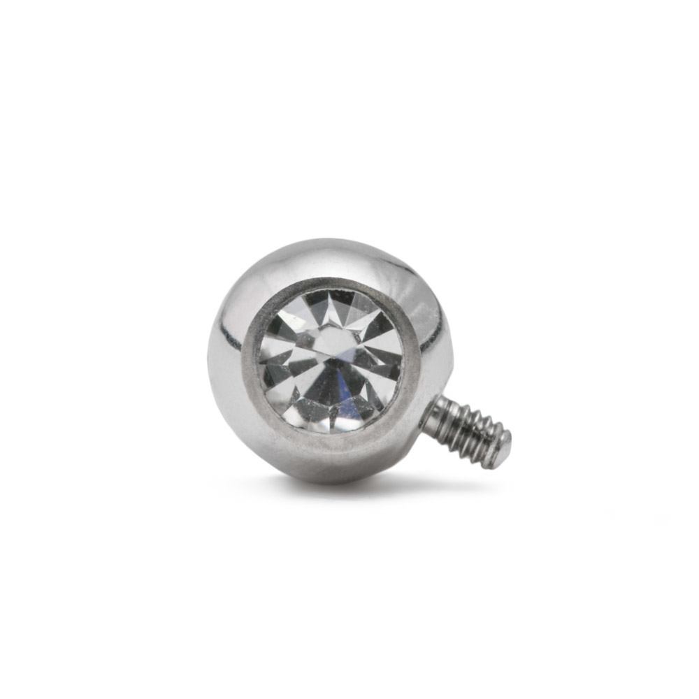 14g-12g Internally Threaded 90° Swarovski Jeweled Steel Ball – 5mm – Price Per 1 - Painful Pleasures