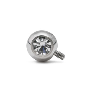 14g-12g Internally Threaded 90° Swarovski Jeweled Steel Ball – 5mm – Price Per 1 - Painful Pleasures