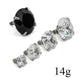 14g – 12g Internally Threaded Crystal or Black Prong-Set Round Jewel Top – Price Per 1