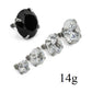 14g – 12g Internally Threaded Crystal or Black Prong-Set Round Jewel Top – Price Per 1