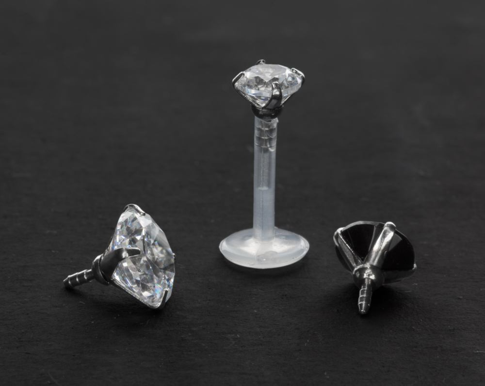 Bioplast Prong-set 3mm-6mm Jeweled Top in Crystal or Black 2