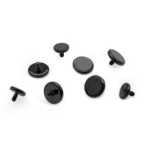 14g–12g Internally Threaded PVD Black Titanium Flat Disc Top — Price Per 1 - Painful Pleasures