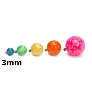 14g - 12g Internally Threaded 3mm Opal Replacement Ball - Price Per 1 - Painful Pleasures