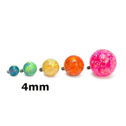 14g - 12g Internally Threaded 4mm Opal Replacement Ball - Price Per 1 - Painful Pleasures