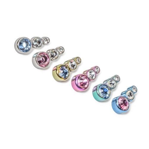 18g-16g Internally Threaded Multi-Colored Tear Drop Cluster Top Color Options