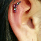 Threaded Multi-Colored Crescent Cluster Top Shown in Ear