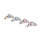 18g-16g Internally Threaded Alternating Color Crescent Top - Crystal Jewel Center