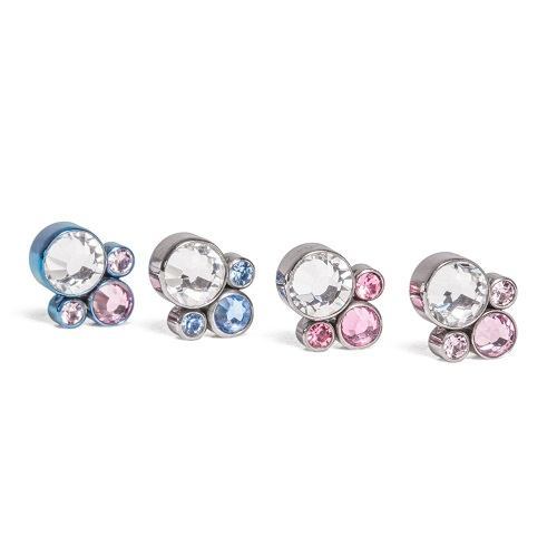 18g-16g Internally Threaded Bubble Cluster Top - 4mm Crystal Jewel with Post