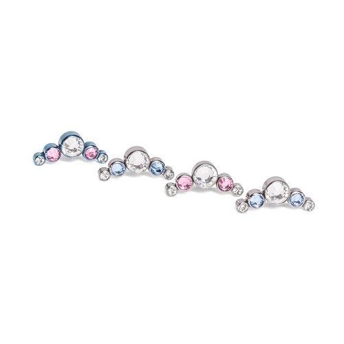 Tilum 18g-16g Internally Threaded Crescent Jewel Cluster Top with 4mm Crystal - Price Per 1 - Painful Pleasures