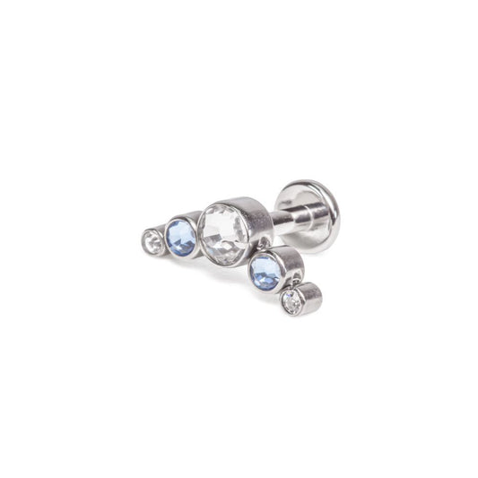 14 Gauge Internally Threaded Titanium Double Gem Nipple Ring - Cherry Diva