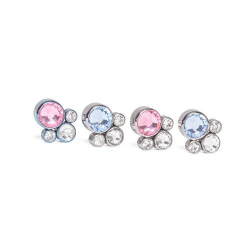 18g-16g Internally Threaded Bubble Cluster Top - Choose 4mm Jewel Color