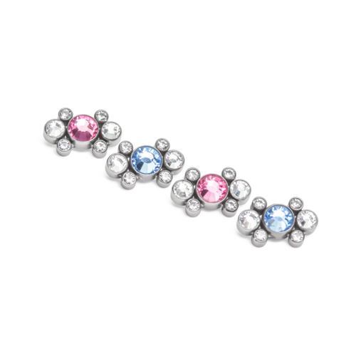 18g-16g Internally Threaded Galaxy Cluster Top - Choose 4mm Jewel Color - Price Per 1 Multiple View
