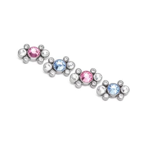 14g-12g Internally Threaded Galaxy Cluster Top - Choose 4mm Jewel Color with Post