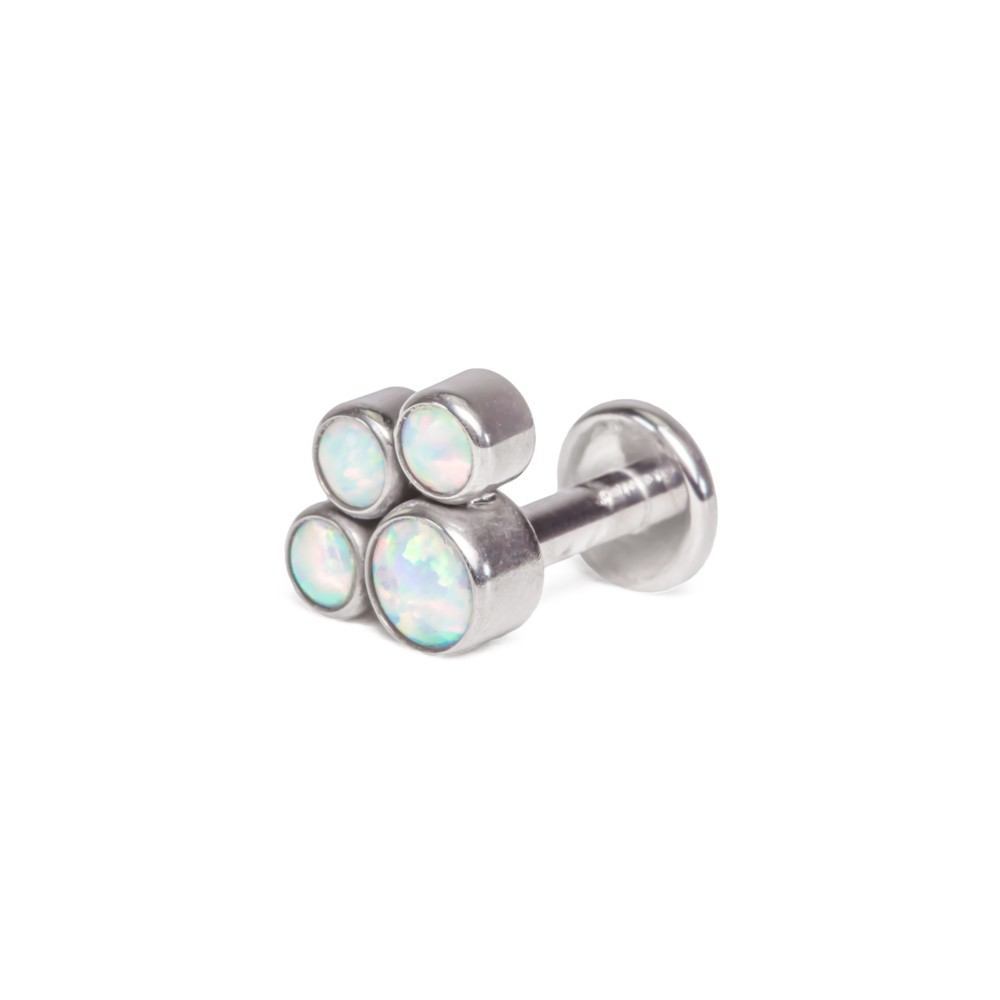 18g-16g Internally Threaded Opal Paw Print Cluster with Shaft