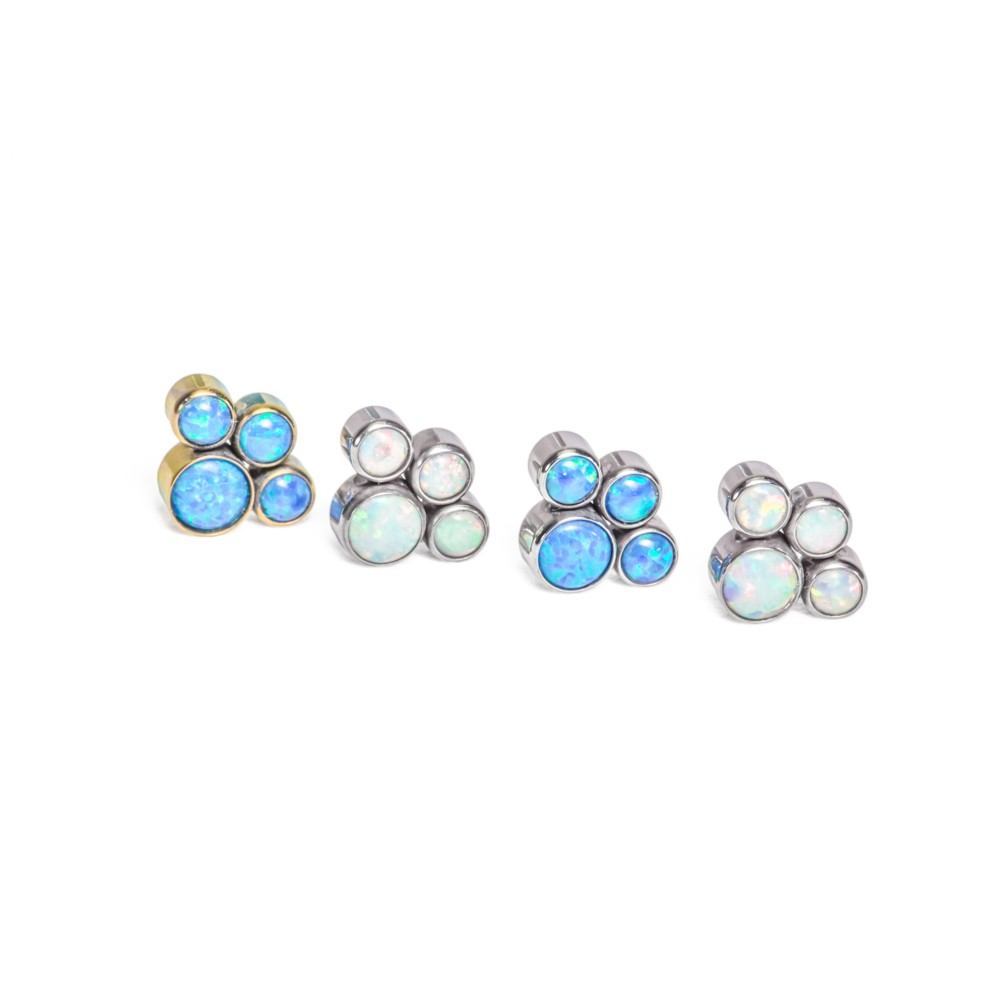 18g-16g Internally Threaded Opal Paw Print Cluster Colors