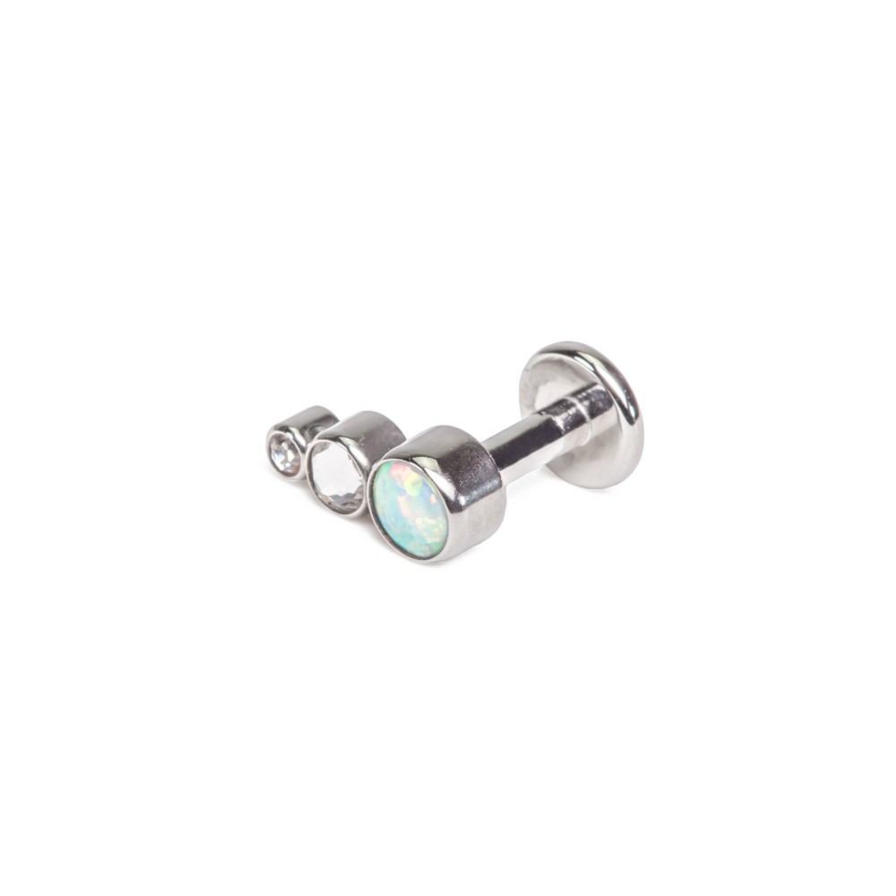 18g-16g Internally Threaded White Opal Tear Drop Cluster Top with Jewels with Shaft